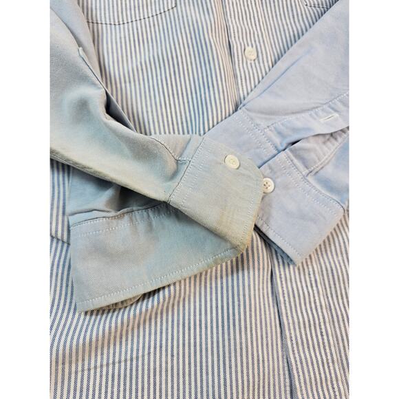 Panhandle Slim vintage chambray striped long sleeve button up XL 17.5 western ^ - Picture 4 of 10